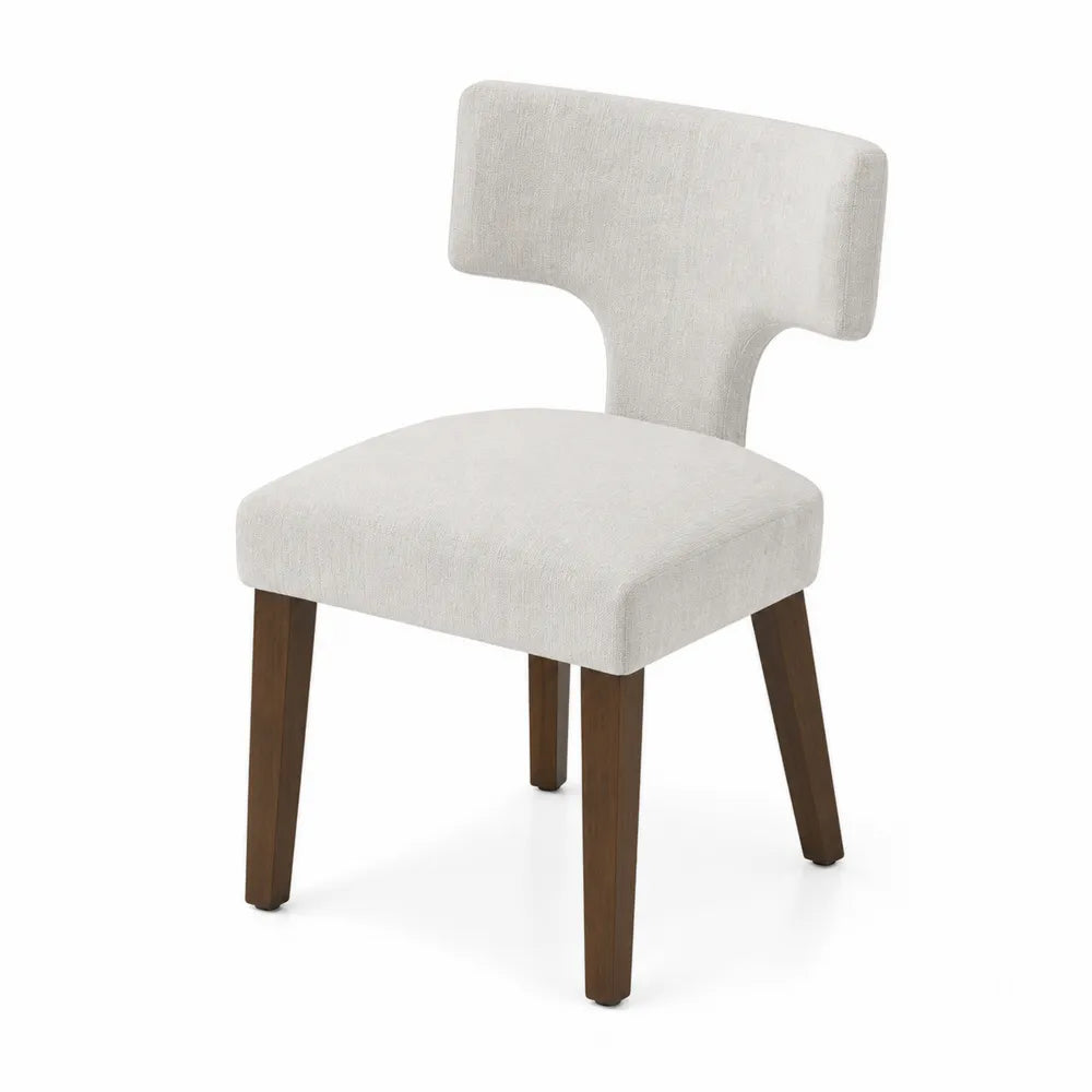 Sedia da pranzo rivestita in tessuto con gambe in legno