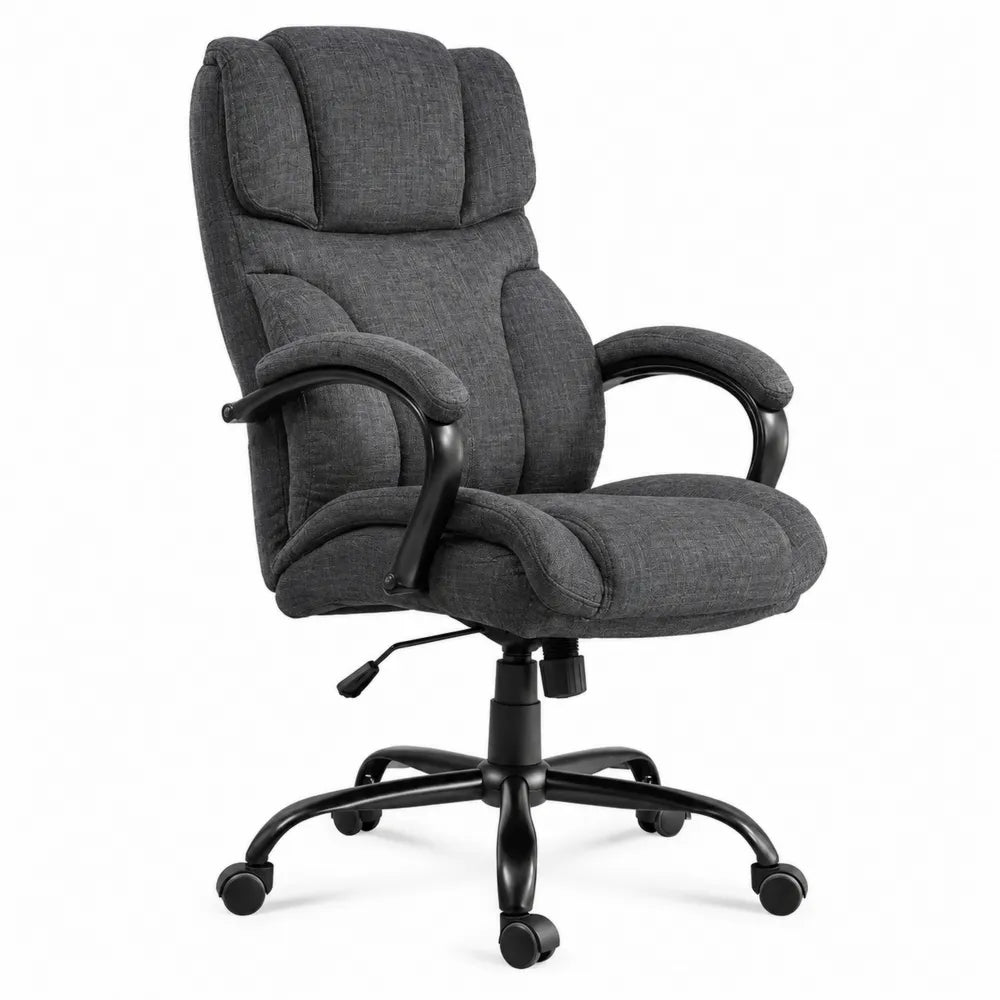 Sedia da ufficio regolabile in tessuto e metallo grigio