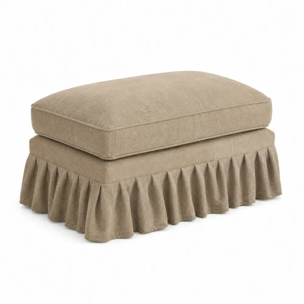 Poggiapiedi Rettangolare Beige in Lino