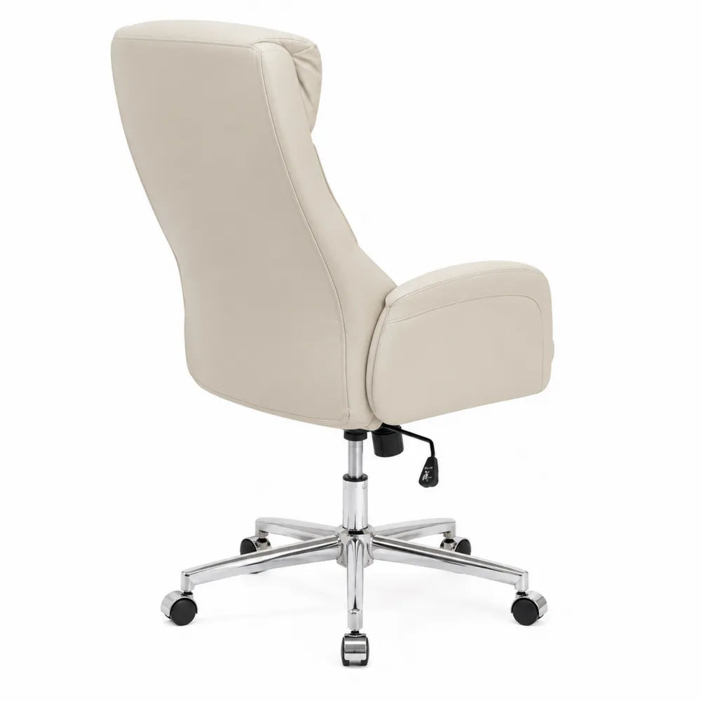 Sedia da ufficio in pelle con base in metallo
