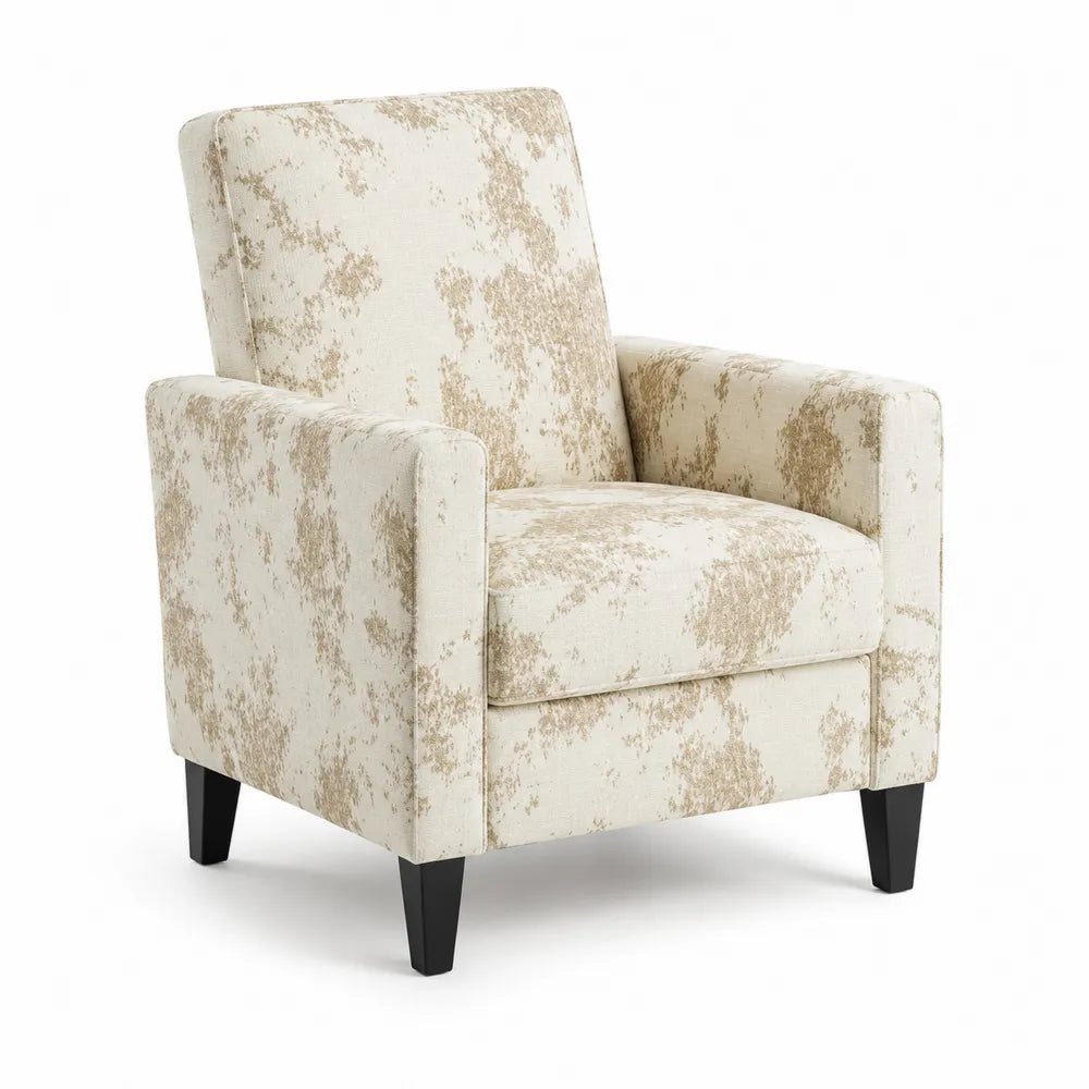 Poltrona in Tessuto Crema con Gambe in Legno