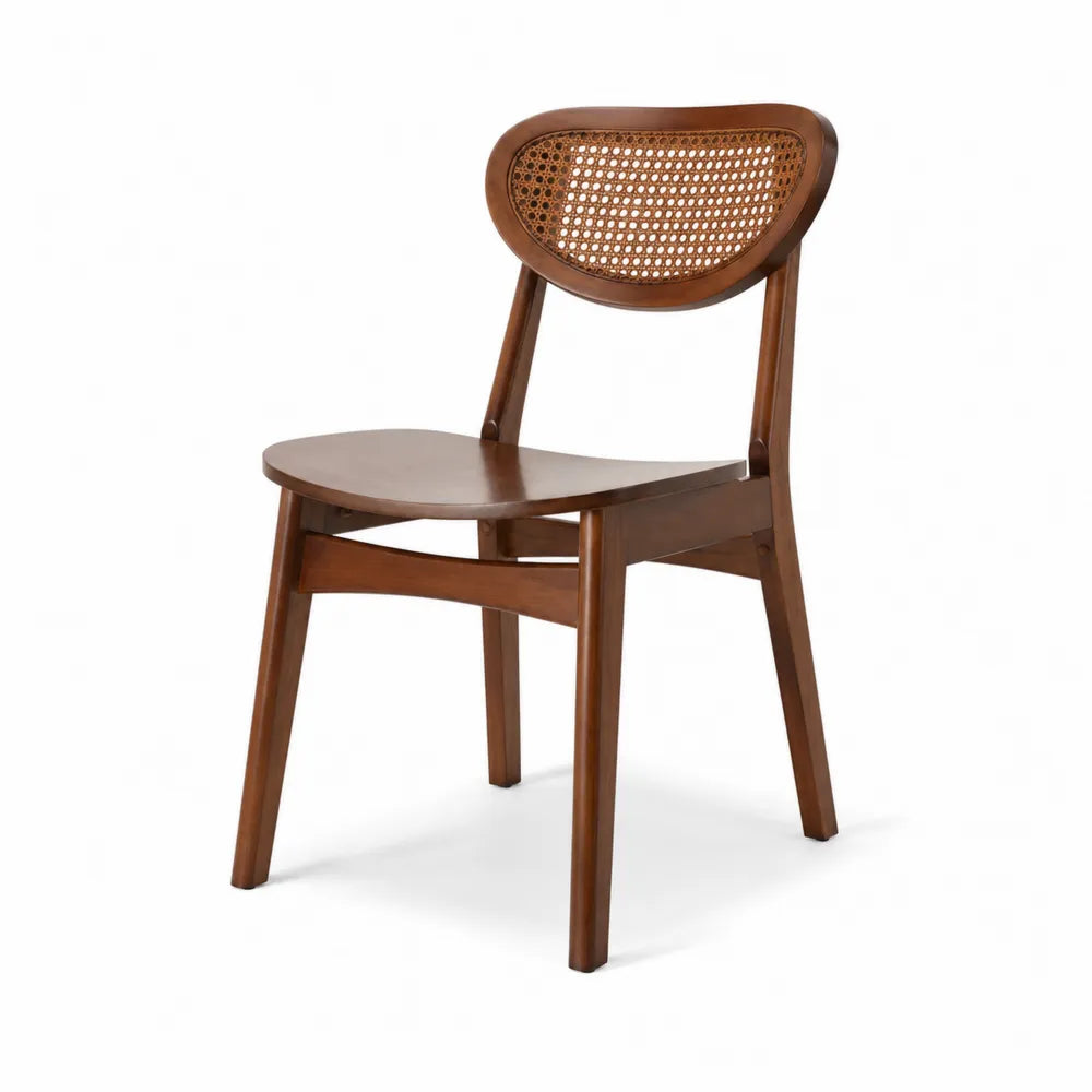 Sedia da pranzo in legno e rattan