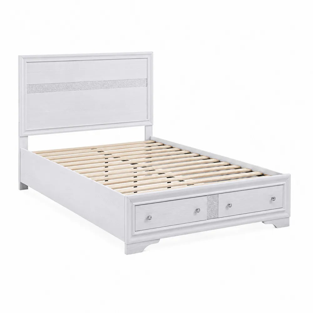Letto in legno con cassetti e testiera bianco 200x160 cm